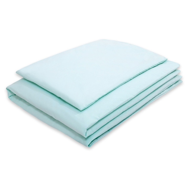 Lenjerie pentru patut, My Sweet Baby, 2 piese, 100% bumbac, 40x60cm si 90x120cm, menta