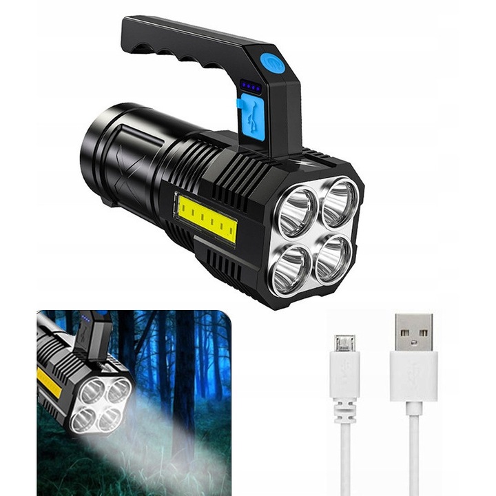 Акумулаторен USB тактически многофункционален LED фенер