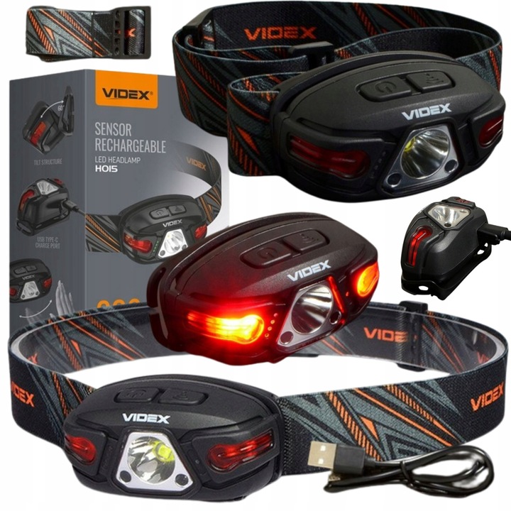 LED челник Videx, презареждащ се USB-C, водоустойчив