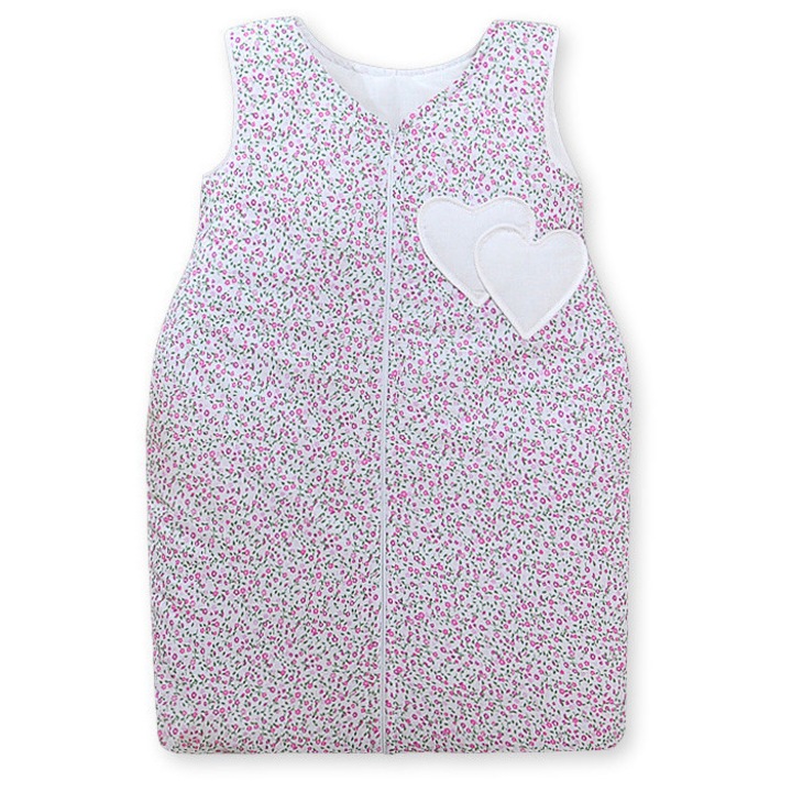 Sac de dormit pentru bebelusi Bobono, model floral TOG 2.5, bumbac, roz, 6-12 luni