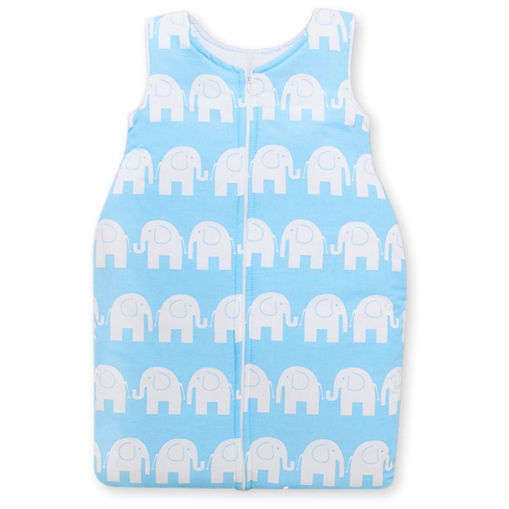 Sac de dormit Bobono, model TOG 2.5, bumbac, albastru, 6-12 luni, pentru toate anotimpurile