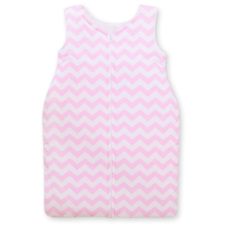 Sac de dormit Bobono, TOG 2.5, bumbac, roz/alb, 6-12 luni