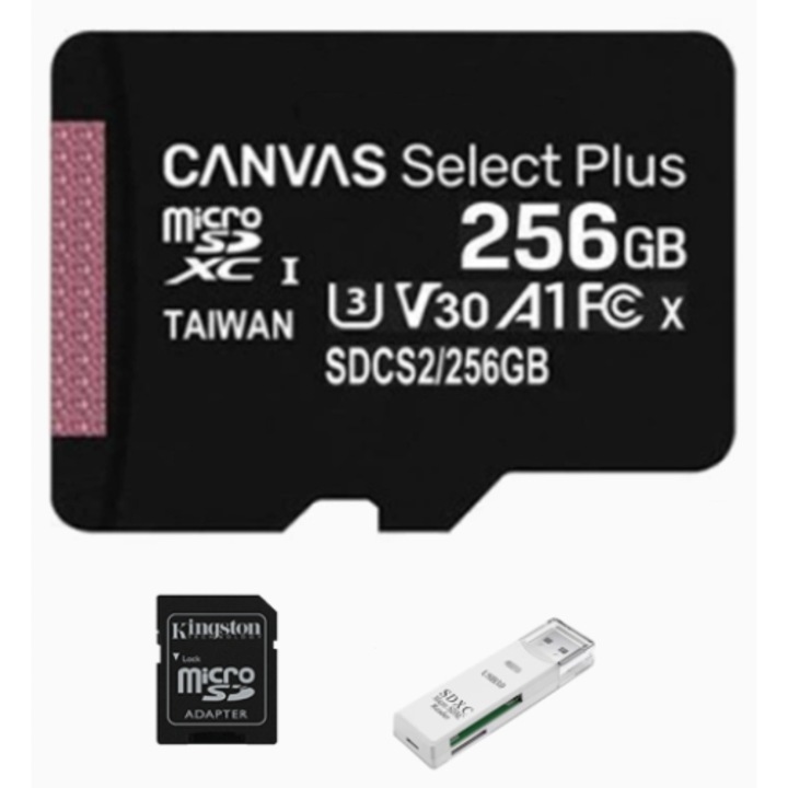 Card de memorie Extreme microSDXC 256GB, viteze de citire 100MB/s, viteze de scriere 130MB/s, U3, cu adaptor SD si cititor de carduri