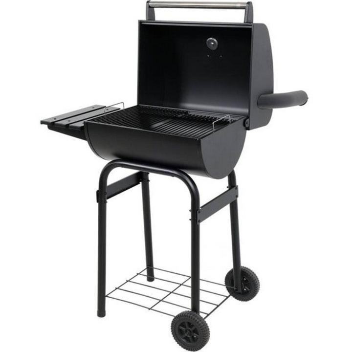 Градинска скара Lund, 47x34 см, черна, с колелца и капак