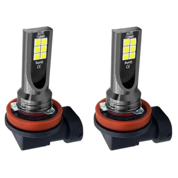Set 2 Becuri Auto LED Lumixauto H11/H8/H9, 1000 lm, Super alb, 12-24V