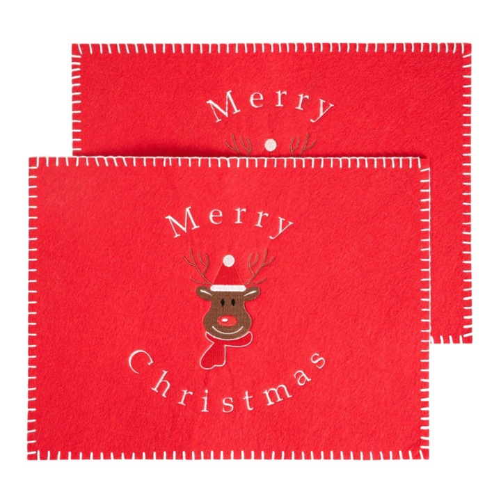 MERRICK asztalterítők, 2 db-os szett, piros, 40x30 cm