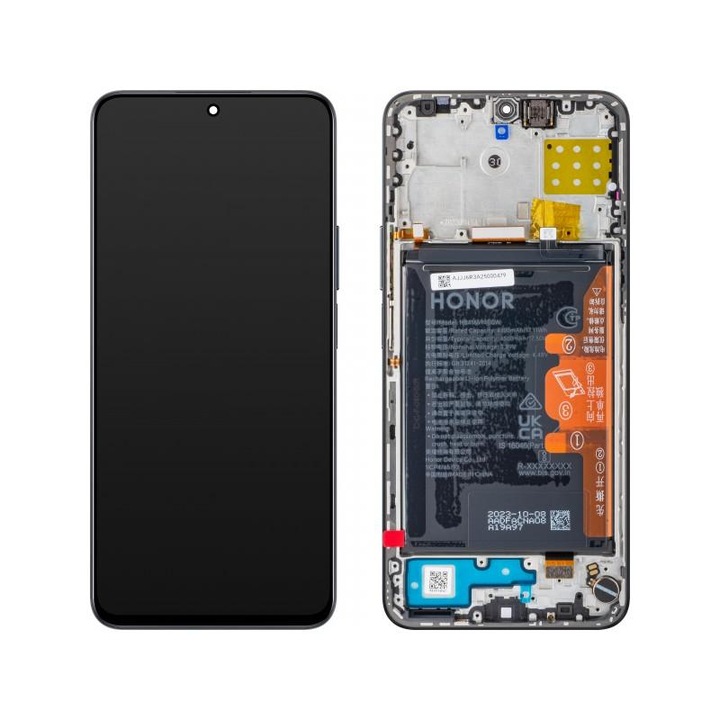 Display cu Touchscreen Honor, pentru 90 Lite / X8a cu Rama și Acumulator Negru, 0235AEUH