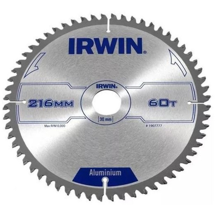 Циркулярен диск за алуминий IRWIN 216x30mm, 60T