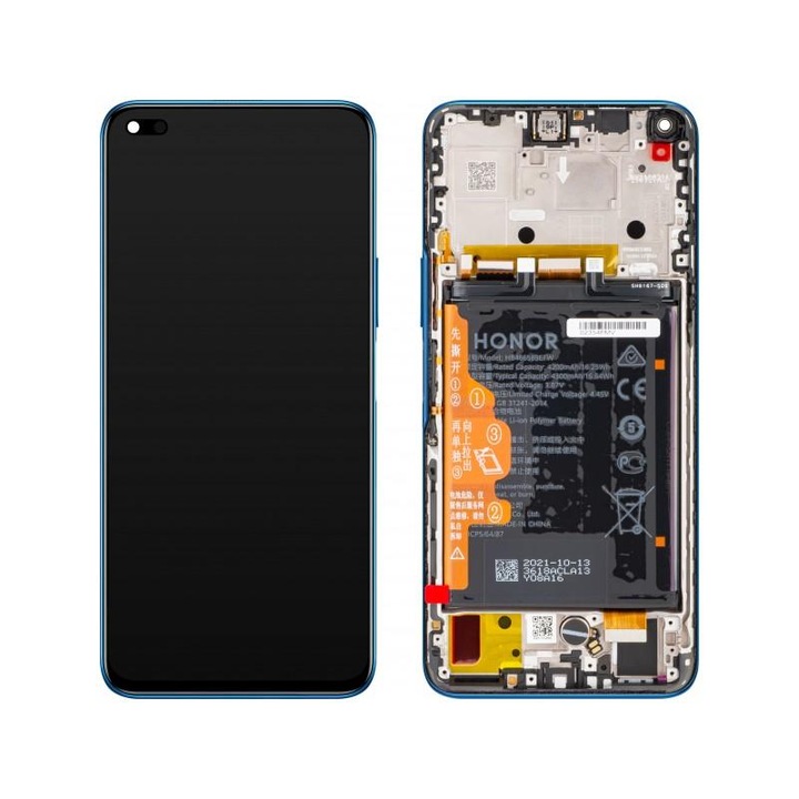 Display cu Touchscreen Honor 50 Lite cu Rama si Acumulator Albastru (Deep Sea Blue) Service Pack 02354FMW