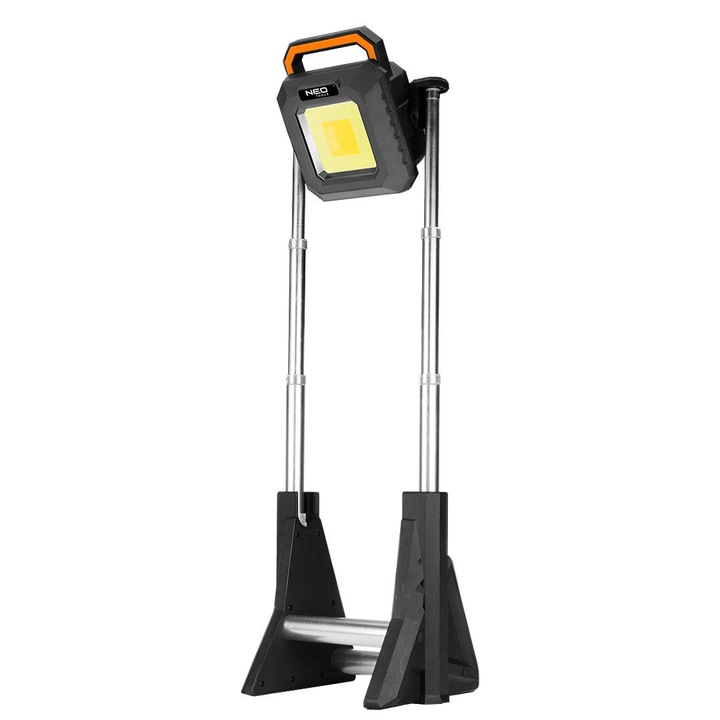 Reflector telescopic 3000 lm, NEO, LED COB, 3 nivele de luminozitate, 103 cm, set cu cablu USB-C
