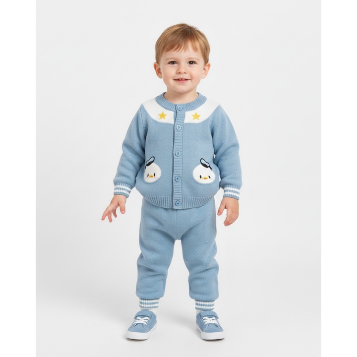 Compleu Tricotat Albastru Baieti Donald