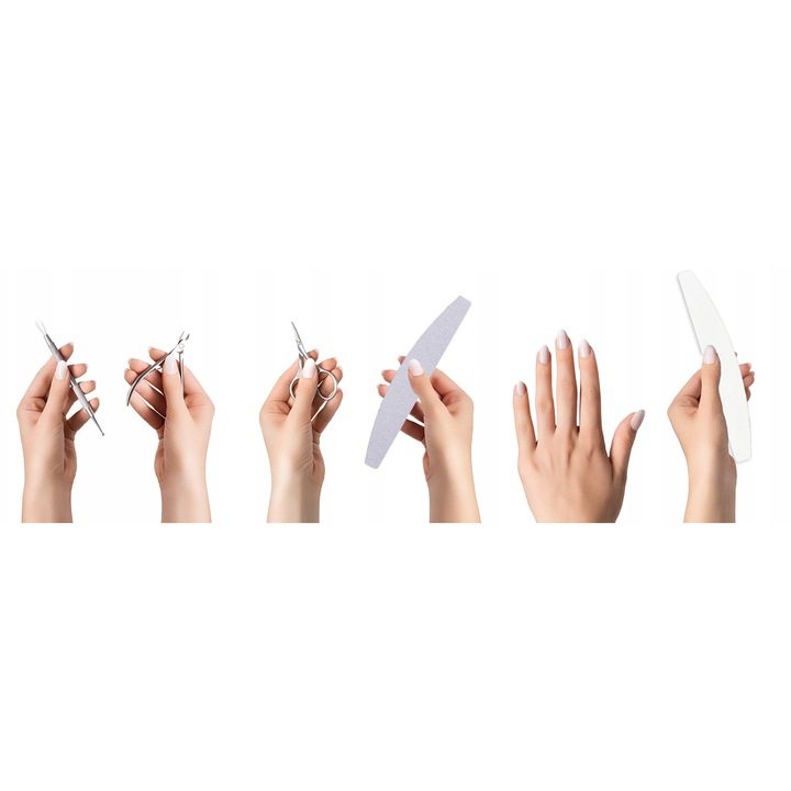 Set 100x pile cosmetice polksiezyc 100/180, gri, pentru manichiura