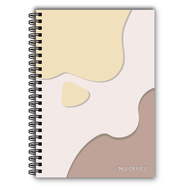 Caiet Foaie Velina A5 Spirala 80 File, MG Office, Hartie Premium 80g/mp, Coperta Soft, Nude