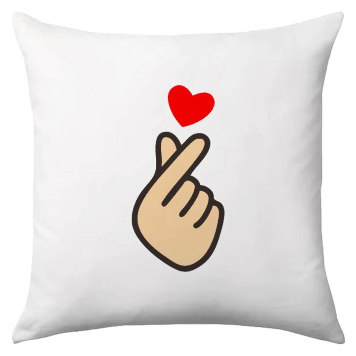 Perna decorativa, Korean Finger Heart, 40x40cm, multicolor, cu umplutura inclusa