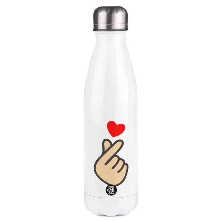 Termos din otel inoxidabil, 500ml, capac cu inchidere etansa, design ergonomic, alb