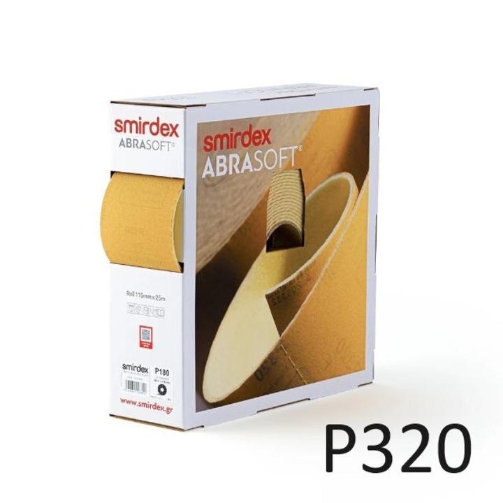 Rola burete abraziv pretaiata, P320, 115mm x 25m, Abrasoft | SMIRDEX