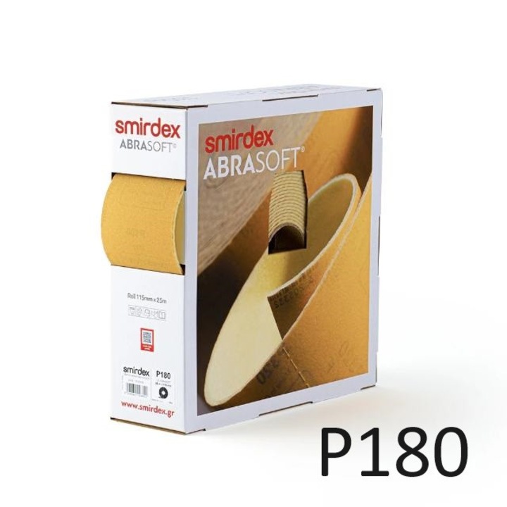 Rola burete abraziv pretaiata, P180, 115mm x 25m, Abrasoft | SMIRDEX