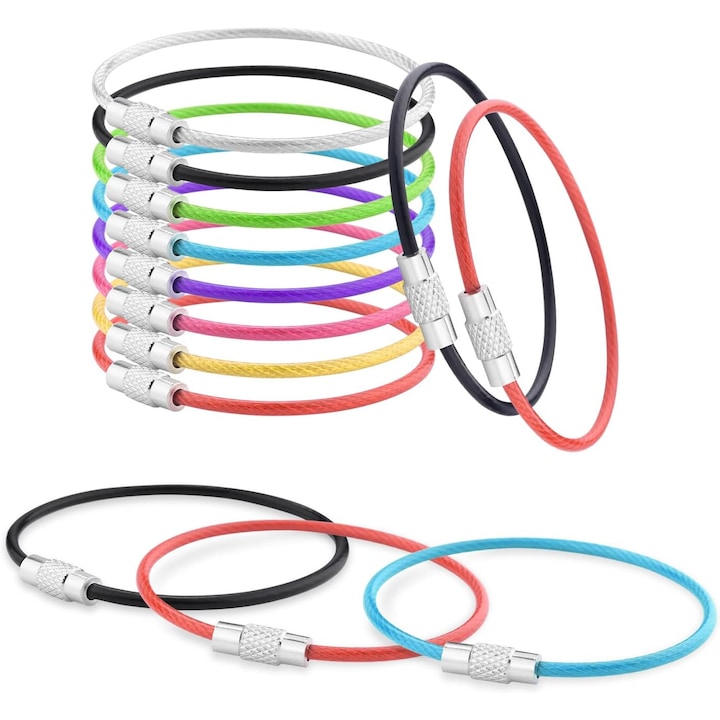 48 db YQLAFT kulcstartó szett, rozsdamentes acél, 2 mm vastag, 150 mm hosszú, többszínű