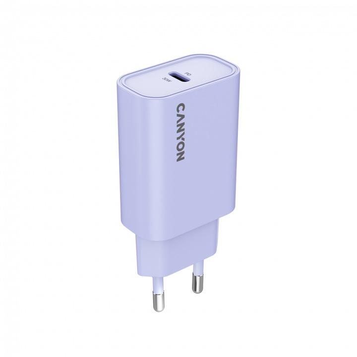 CANYON CNE-CHA30CLPU OnCharge 30CL hálózati töltő, 30 W, 1x USB Type-C PD, lila