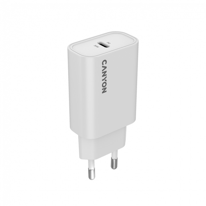 CANYON CNE-CHA30CLW OnCharge 30CL hálózati töltő, 30 W, 1x USB Type-C PD Fehér