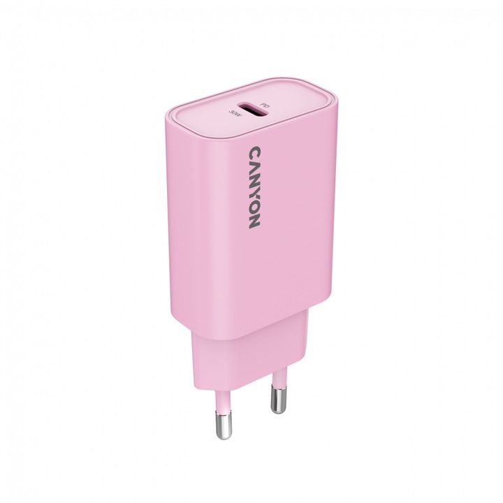 CANYON CNE-CHA30CLPK OnCharge 30CL hálózati töltő, 30 W, 1x USB Type-C PD Roz