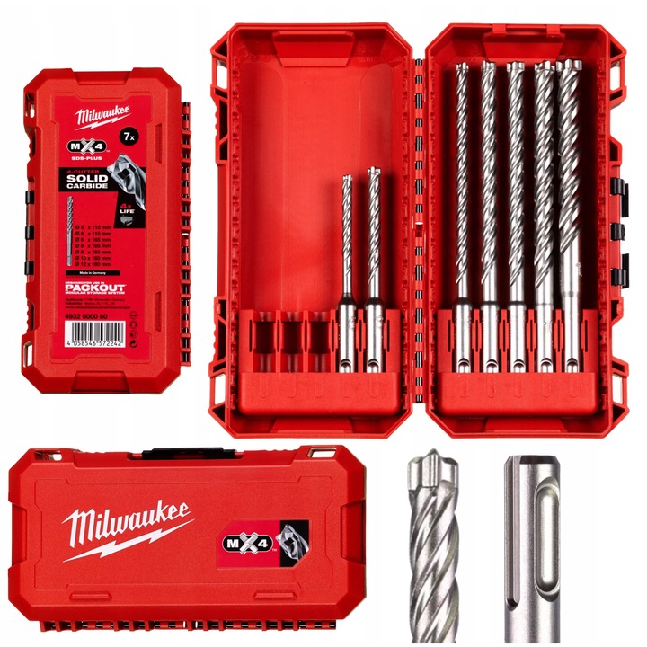 Set 7 Burghie Beton SDS-Plus MX4 Milwaukee 5-12mm