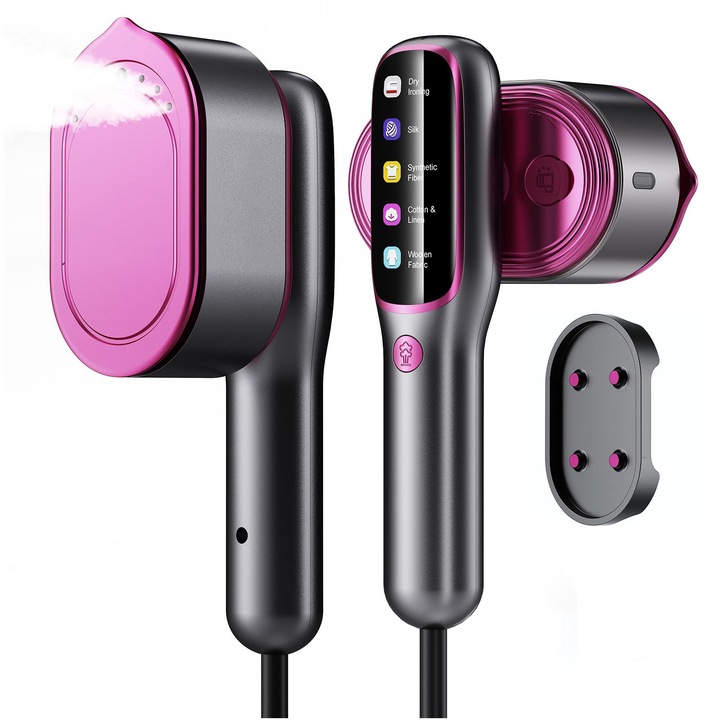 Парна ютия 2 в 1, 1200W, 110мл, 5 Регулируеми Режима, LED Дисплей, 15с загряване, Мокра/Суха Функция, 90° Въртене, лесна за употреба, за лесно пътуване, OUYLAF