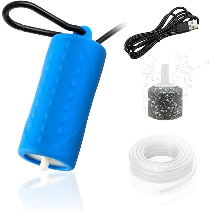 Pompa de aer pentru acvariu, Port USB, 30x80 mm, Negru