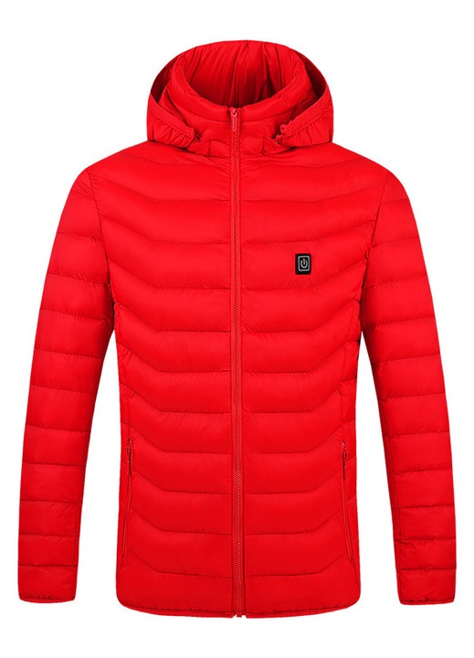 Jacheta incalzita, 2 zone de incalzire, incarcare rapida USB, rosie, poliester