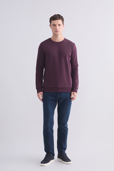 LC WAIKIKI, Bluza de trening cu decolteu la baza gatului si model uni, Violet pruna, 4XL