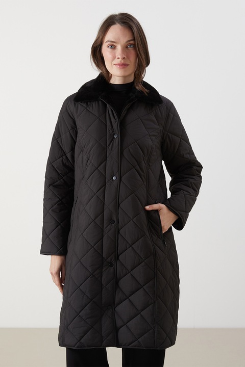 LC WAIKIKI, Geaca midi matlasata, Negru, 44