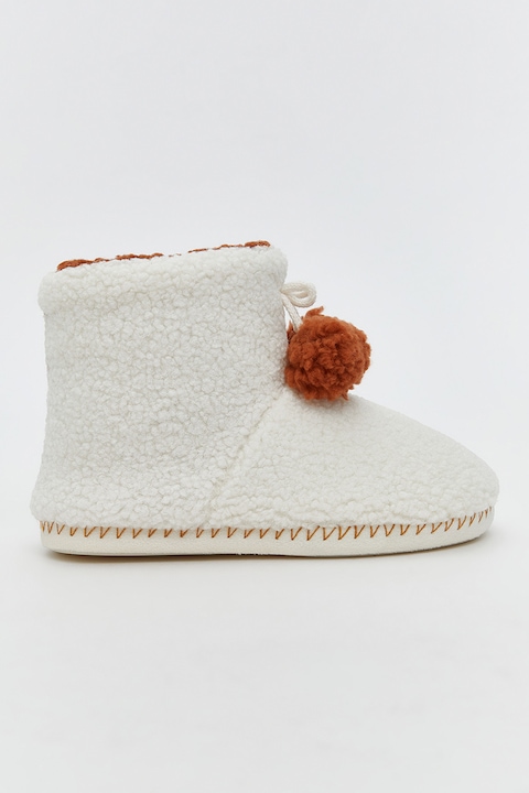 LC WAIKIKI, Botosei de casa din blana sintetica, Alb/Maro, 38-39