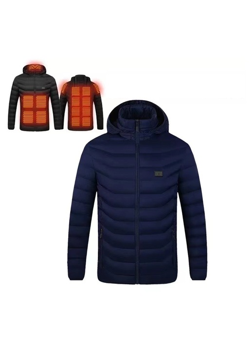 Jacheta incalzita, 15 zone de incalzire, 2 controlere, albastru, poliester