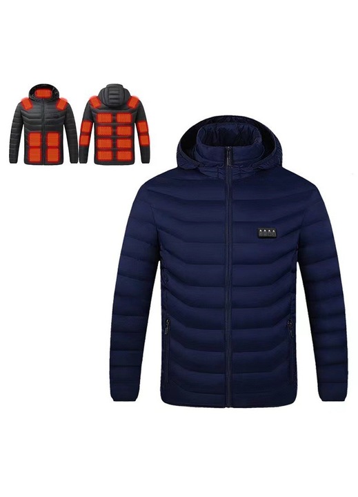 Jacheta incalzita unisex, 21 zone de incalzire, 4 controlere, albastru, poliester, L INTL