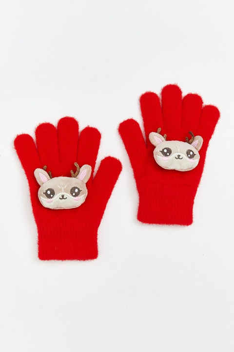 LC WAIKIKI, Manusi tricotate cu aplicatii, Rosu vermillion, 14-16 CM