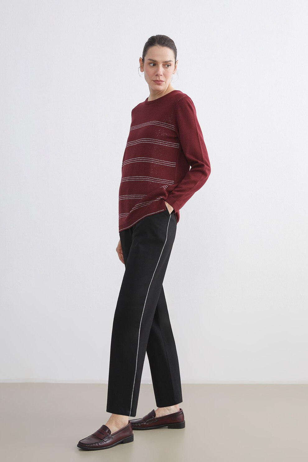 LC WAIKIKI, Pantaloni cu croiala drrapta si talie elastica, Negru, 46