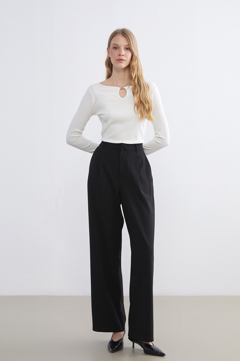 LC WAIKIKI, Bluza slim fit cu decupaj, Alb