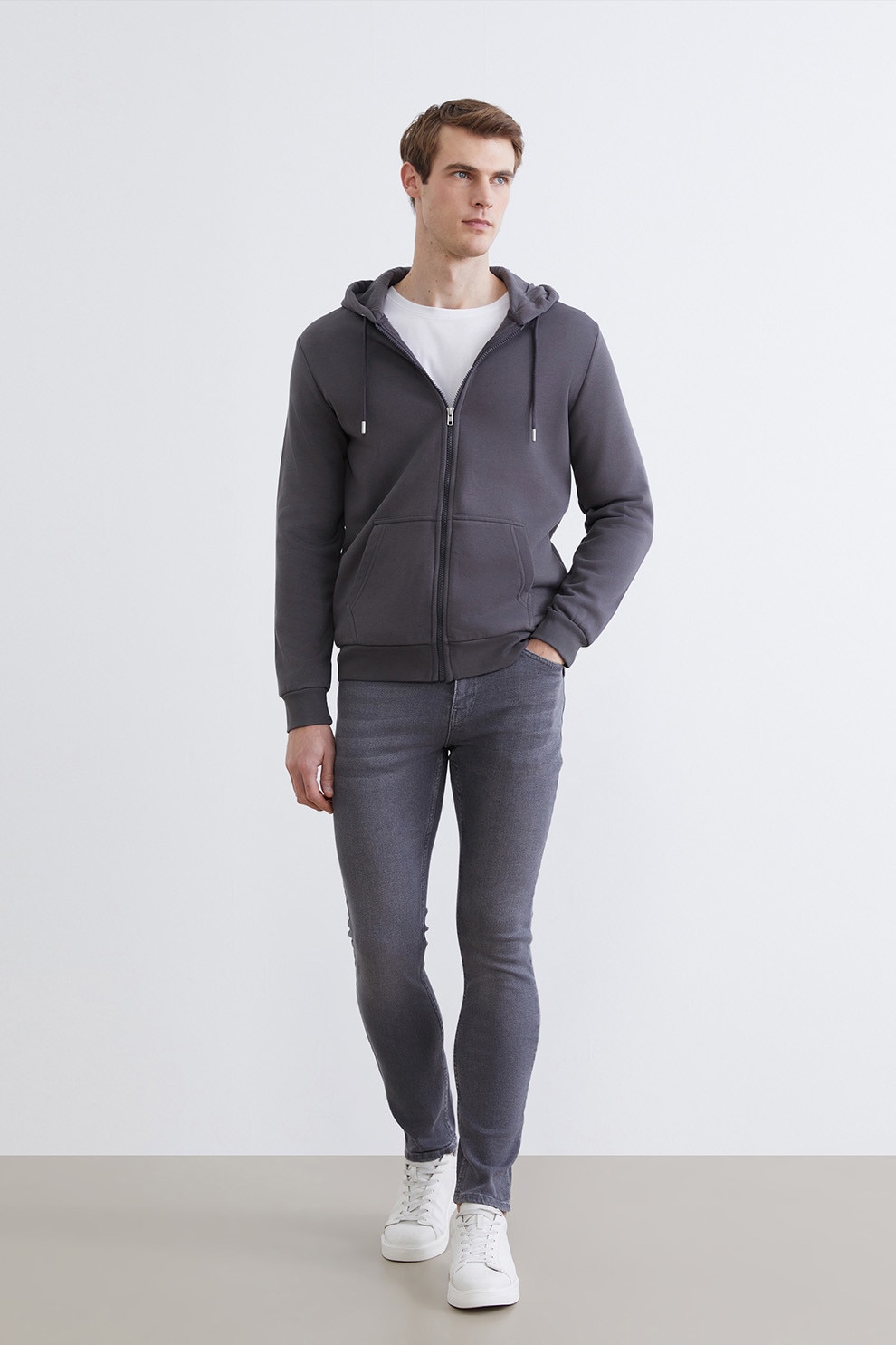 LC WAIKIKI, Blugi skinny cu talie medie, Gri inchis, 34