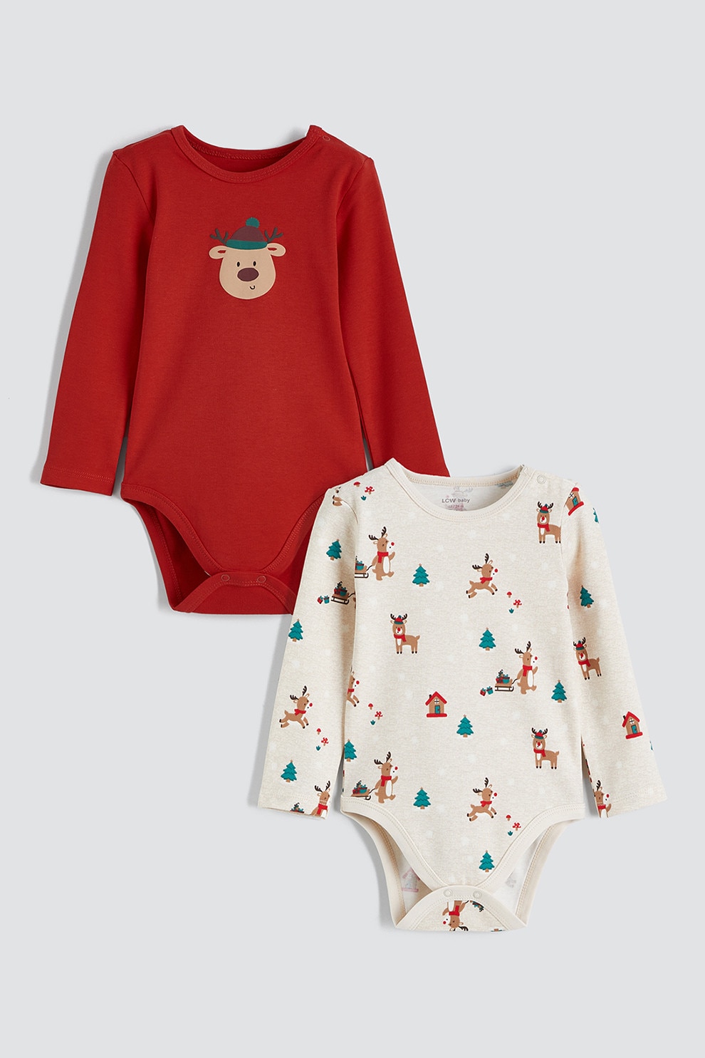 Lc Waikiki, Set de body-uri de bumbac - 2 piese, Rosu, Alb, 92-98