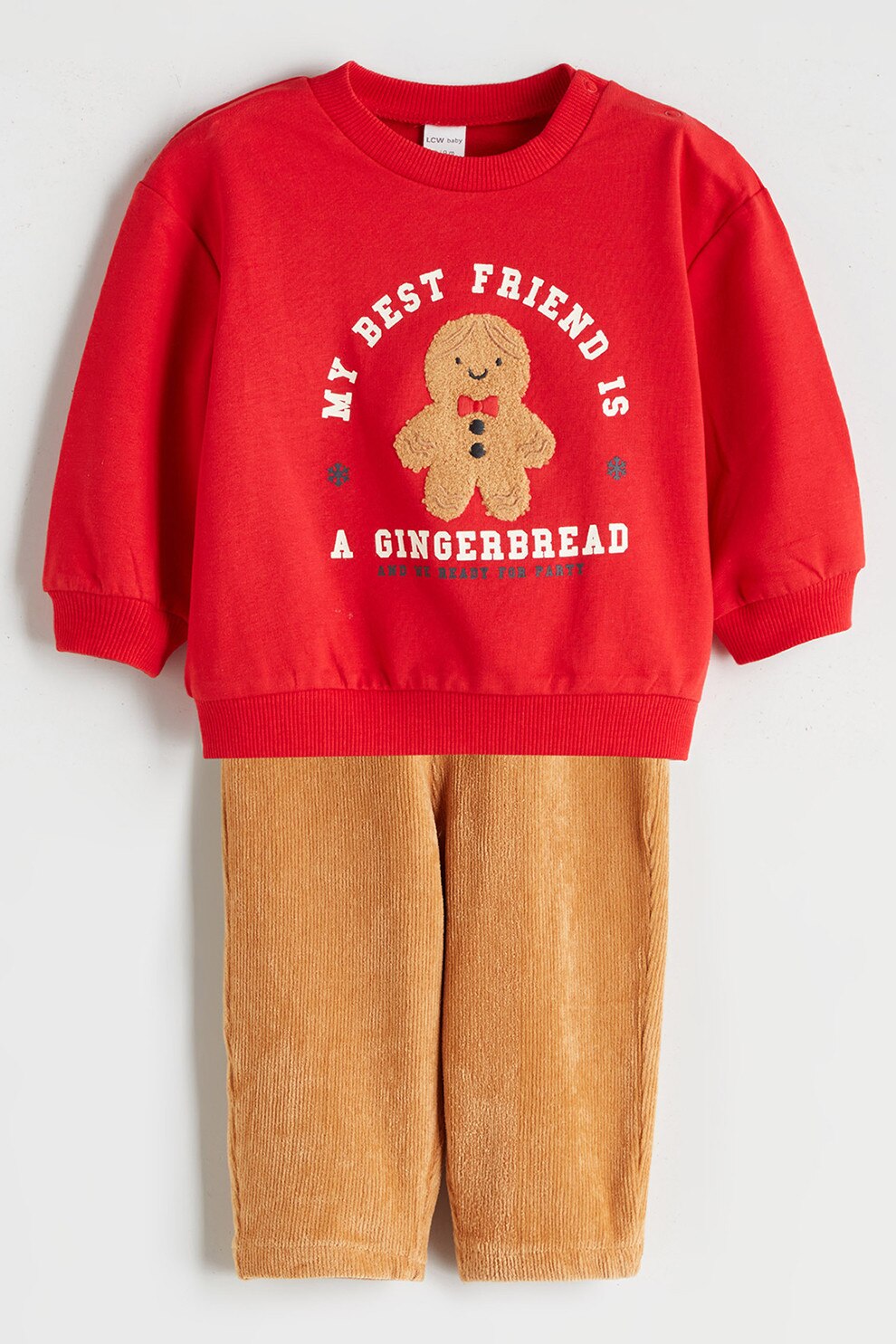 LC WAIKIKI, Set de bluza de trening si pantaloni - 2 piese, Rosu, Caramel, 68-74 CM