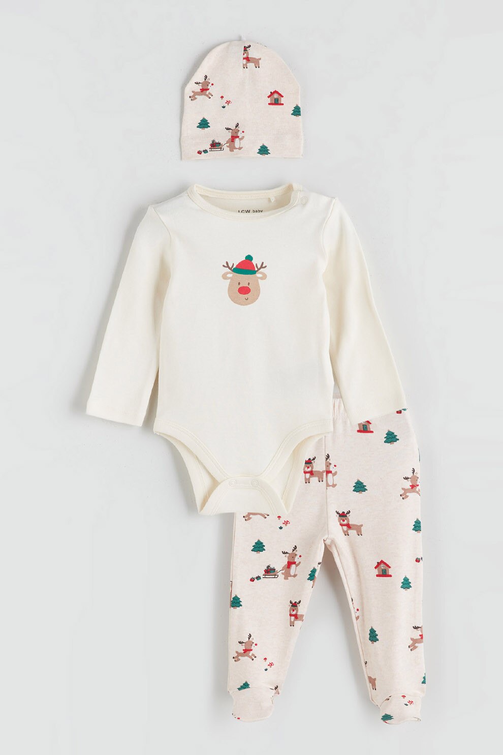 LC WAIKIKI, Set de body, pantaloni si bentita, Galben pal, Bej deschis, 62-68 CM