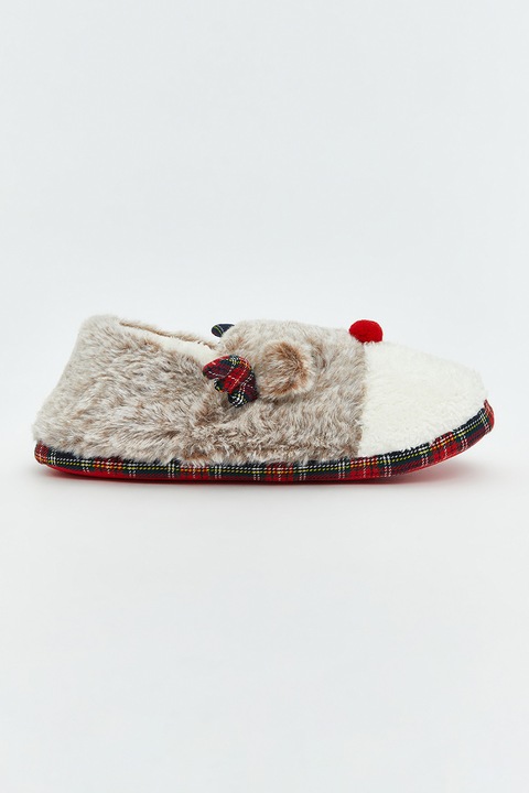 LC WAIKIKI, Papuci cu model de Craciun, Alb/Maro nisip