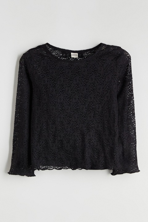 LC WAIKIKI, Bluza de dantela cu decolteu rotund, Negru