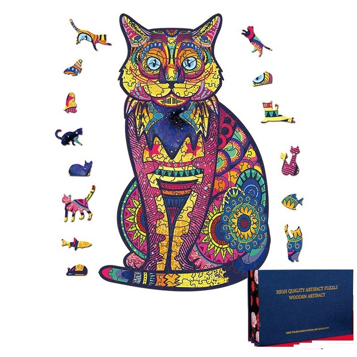 3D Дървен Пъзел с Мотив Гарфилд - 200 Точни Части, KuviKoo™ Неправилен Модел за Деца и Възрастни, Образователна и Декоративна Играчка, Размери 32x20см