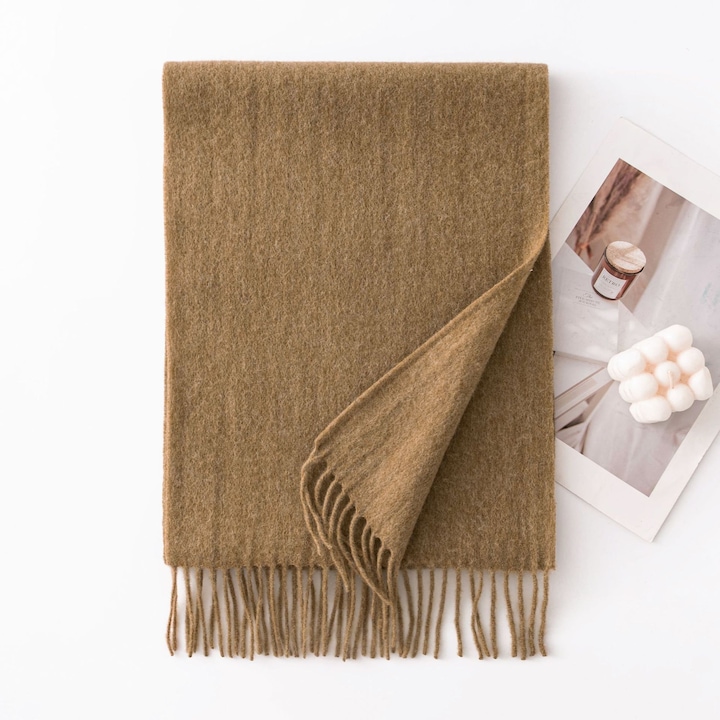 Esarfa dama, lana 100%, ciucuri simpli, camila, 180cm