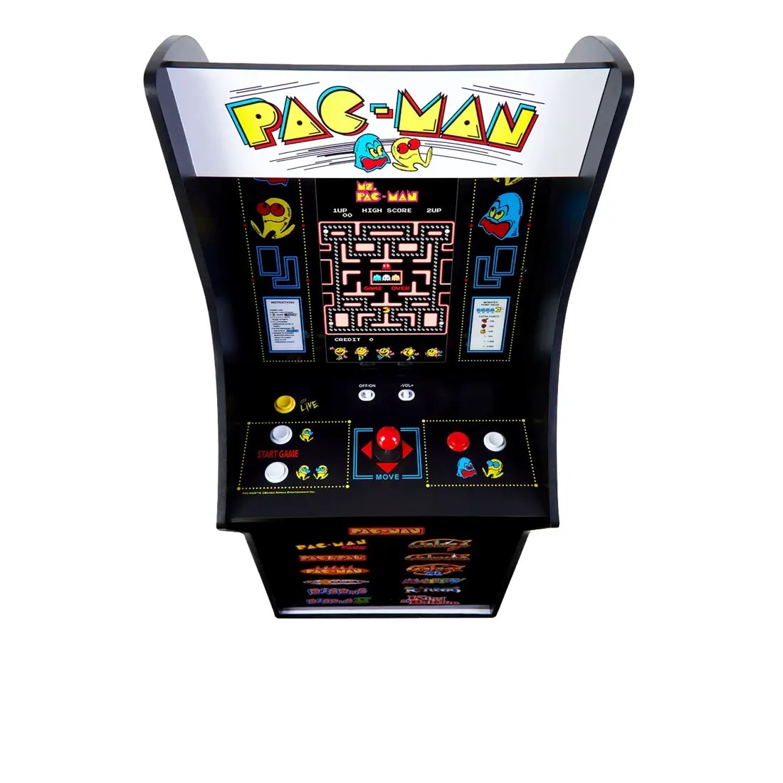Consola verticala 13 jocuri ARCADE1UP, Pac-Man™ Classic SE, H 115 cm, Wi-Fi, un jucator, grafica retro vibranta, display LCD color 15.6 inch, tehnologie IPS, difuzor extern, volum reglabil, potrivit pentru game rooms/birou, multicolor