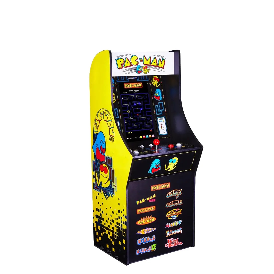 Consola verticala 13 jocuri ARCADE1UP, Pac-Man™ Classic SE, H 115 cm, Wi-Fi, un jucator, grafica retro vibranta, display LCD color 15.6 inch, tehnologie IPS, difuzor extern, volum reglabil, potrivit pentru game rooms/birou, multicolor