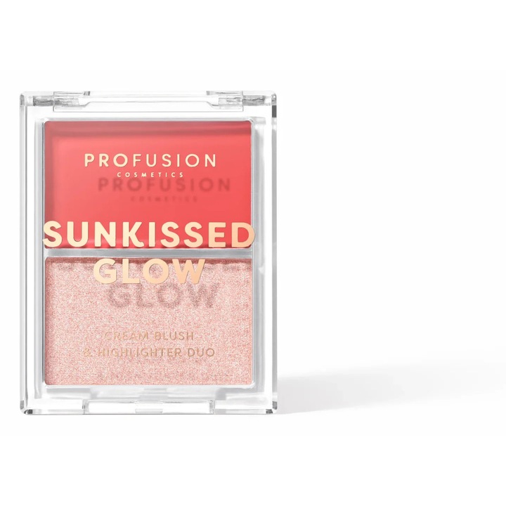 Profusion Cosmetics Sunkissed Glow krémes pirosító és highlighter duó paletta, Coral Heatwave árnyalat