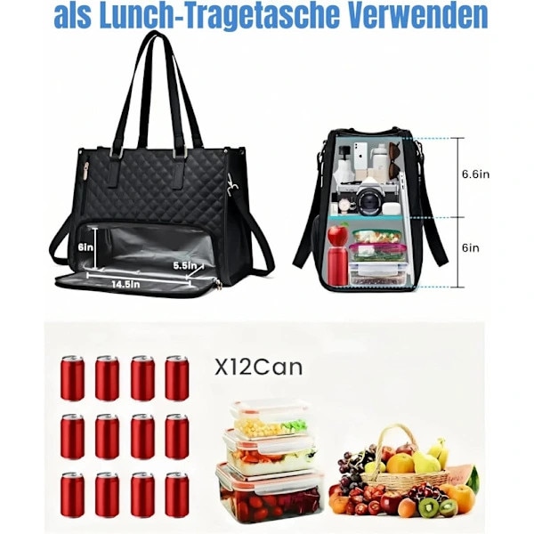 Geanta laptop 2-in-1, neagra, 15.6 inch, geanta izoterma, geanta cooler