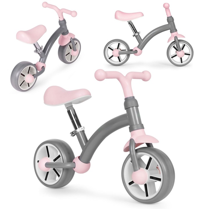 Велосипед за баланс без педали "LikeSmart Balance Bike" – 3+ години, стоманена конструкция, EVA колела 20 см, регулируема седалка, заключване на посоката, издържа до 30 кг, за закрито и открито, сив